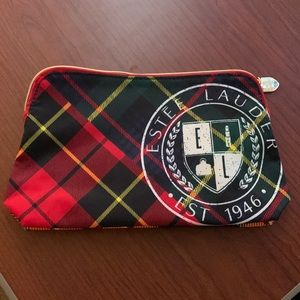 Estee  Lauder plaid makeup bag
